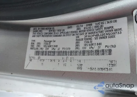 2014 Ford Fiesta Se from USA, damaged, VIN 3FADP4BJ2EM239733